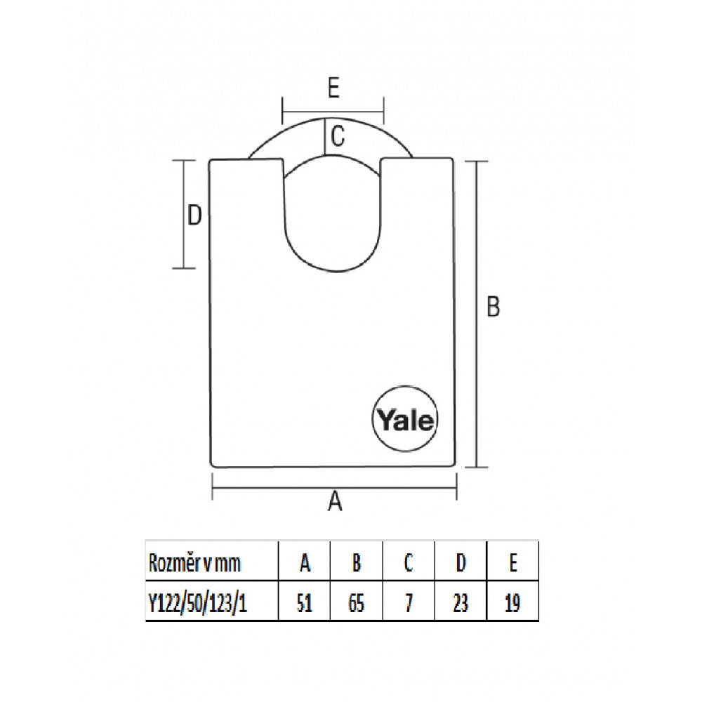 YALE Y122/50/123 C bezp. vis. zámok